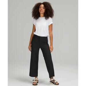 Lululemon Pant Women 33 City Sleek 5 Pocket Wide Leg 7/8 Black Casual Work Comfy